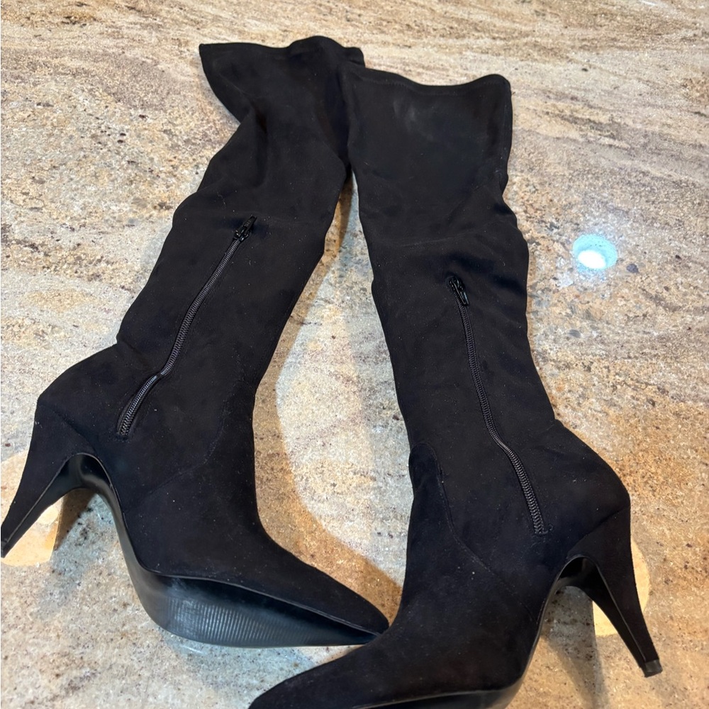 Carlos Melody Black over the knee suede boots. Size 8M
